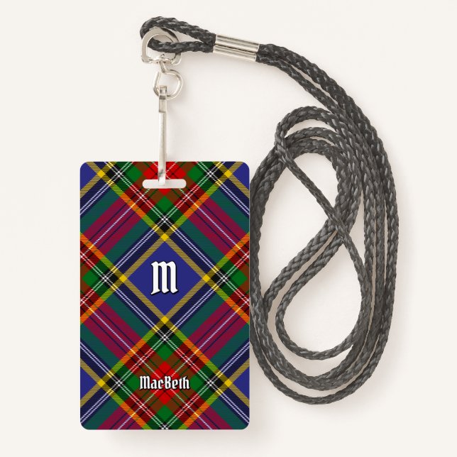Clan MacBeth Tartan Abzeichen Ausweis (Vorderseite mit Schlüsselband)