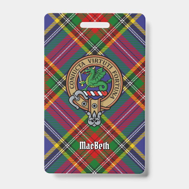 Clan MacBeth Wappen über Tartan Ausweis (Vorderseite)