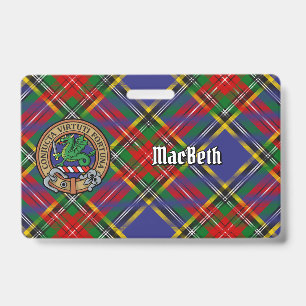 Clan MacBeth-Wappen über Tartan Ausweis