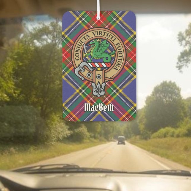 Clan MacBeth Wappen über Tartan Autolufterfrischer (Von Creator hochgeladen)