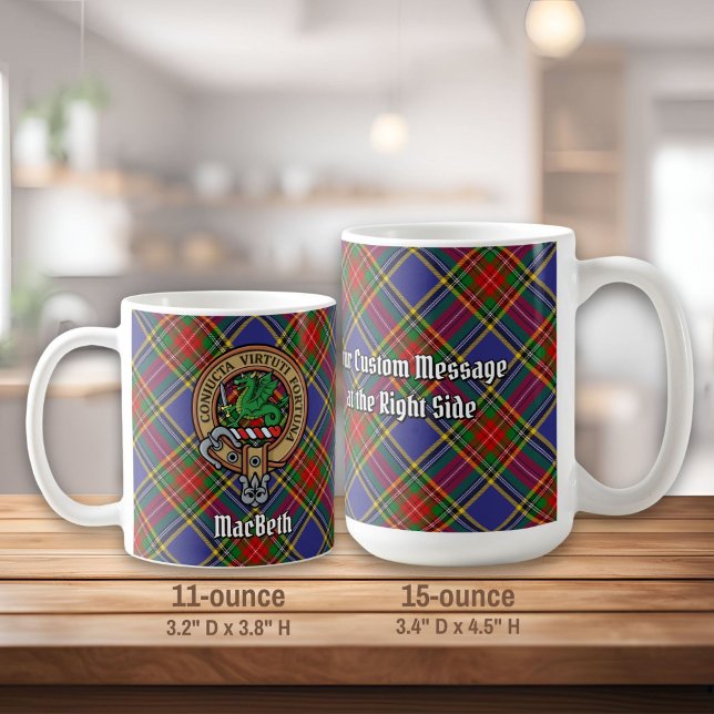Clan MacBeth Wappen über Tartan Kaffeetasse (Von Creator hochgeladen)