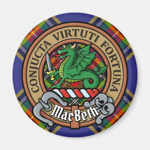 Clan MacBeth Wappen über Tartan Magnet