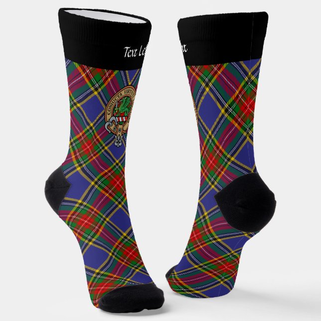 Clan MacBeth Wappen über Tartan Socks Socken (Gewinkelt)
