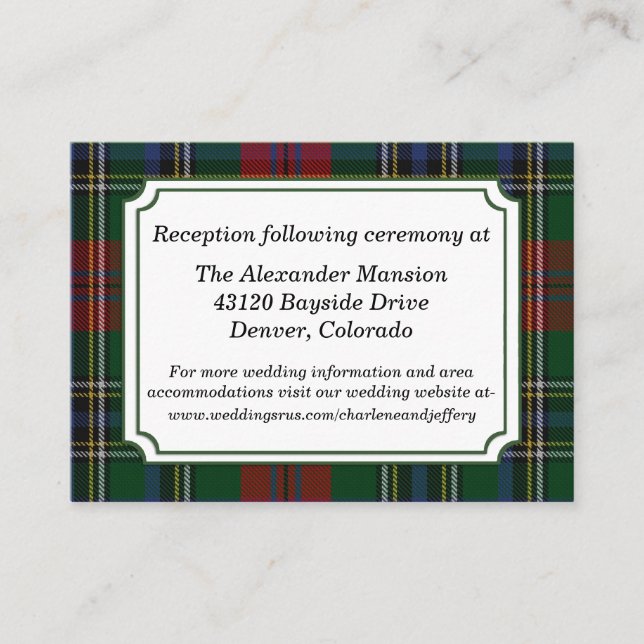 Clan MacClain Kariert Wedding Enclosure Card Begleitkarte (Vorderseite)