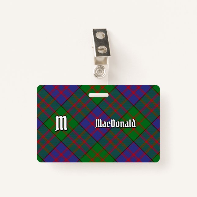 Clan MacDonald Tartan Abzeichen Ausweis (Vorderseite mit Klammer)