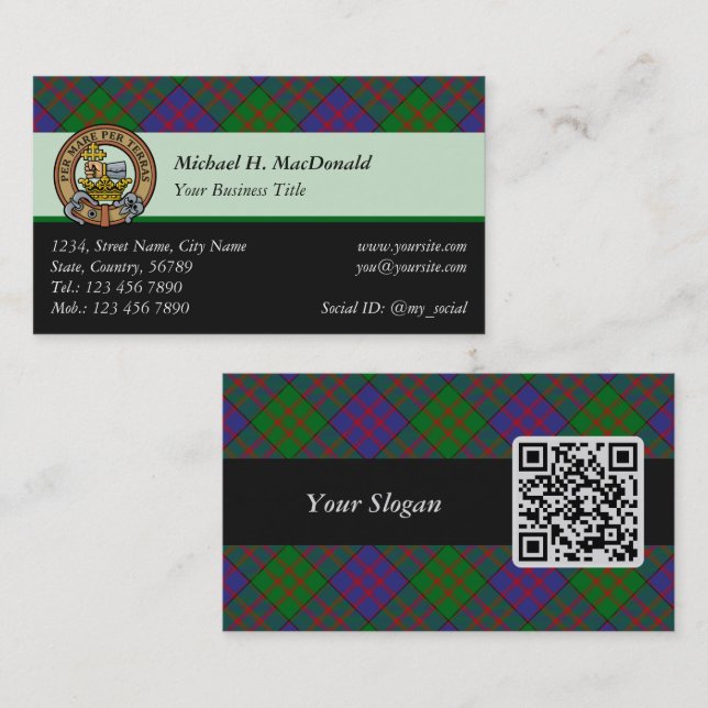 Clan MacDonald Tartan Business Card Visitenkarte (Vorne/Hinten)