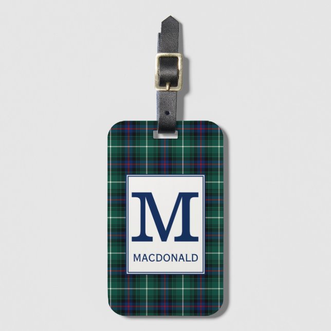 Clan MacDonald Tartan Mit Monogramm Gepäckanhänger (Vorderseite Vertikal)