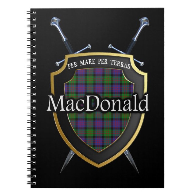 Clan MacDonald Tartan Shield & Schwerter Notizblock (Vorderseite)