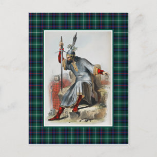Clan MacDonald Vintage-Illustration Tartan-Rahmen Postkarte