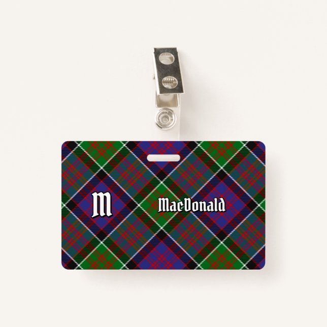 Clan MacDonald von Clanranald Tartan Abzeichen Ausweis (Vorderseite mit Klammer)