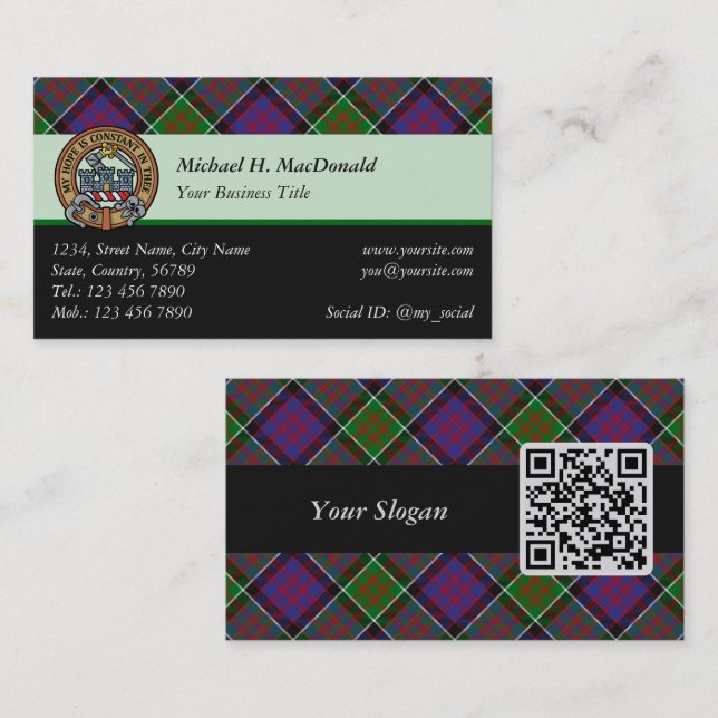 Clan MacDonald von Clanranald Tartan Business Card Visitenkarte (Vorne/Hinten)