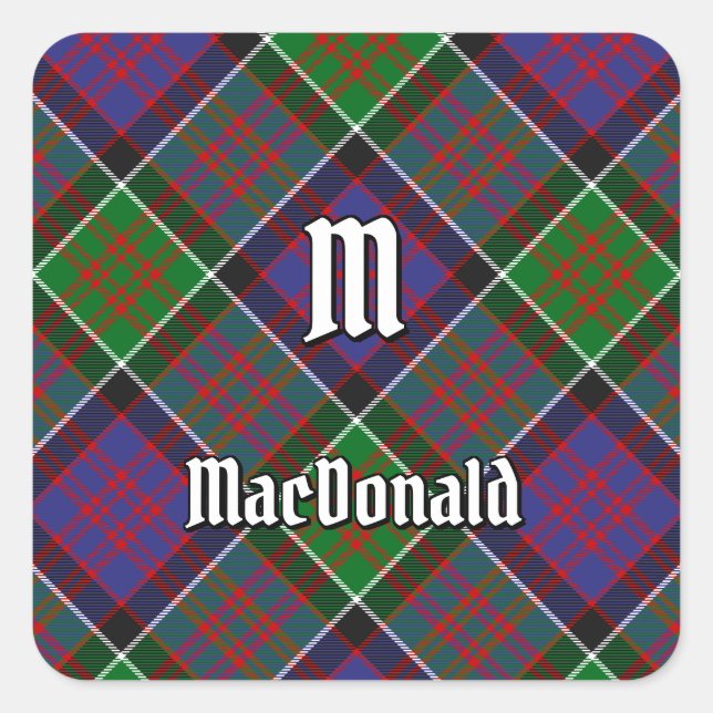 Clan MacDonald von Clanranald Tartan Square Sticke Quadratischer Aufkleber (Vorderseite)