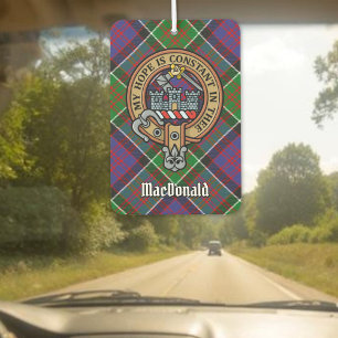 Clan MacDonald von Clanranald Wappen über Tartan Autolufterfrischer