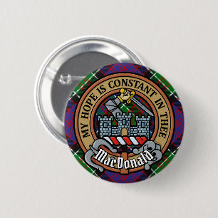 Clan MacDonald von Clanranald Wappen über Tartan Button