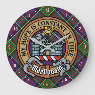 Clan MacDonald von Clanranald Wappen über Tartan Große Wanduhr