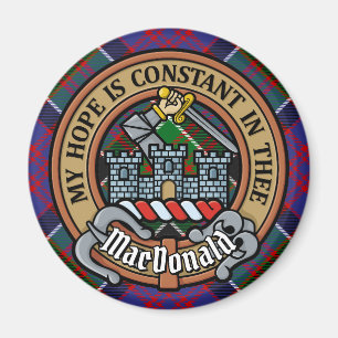 Clan MacDonald von Clanranald Wappen über Tartan Magnet