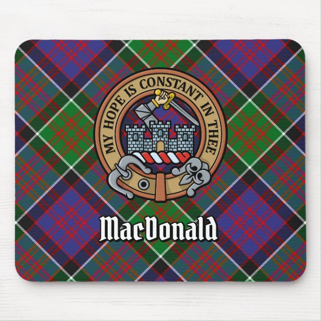 Clan MacDonald von Clanranald Wappen über Tartan Mousepad (Vorne)