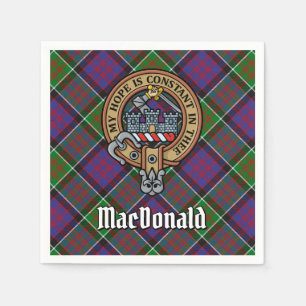 Clan MacDonald von Clanranald Wappen über Tartan Serviette