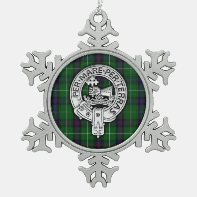 Clan MacDonald von Isles Wappen & Tartan Schneeflocken Zinn-Ornament (Vorderseite)