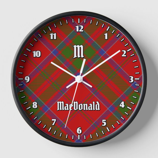 Clan MacDonald von Keppoch Tartan Large Clock Uhr (Vorderseite)
