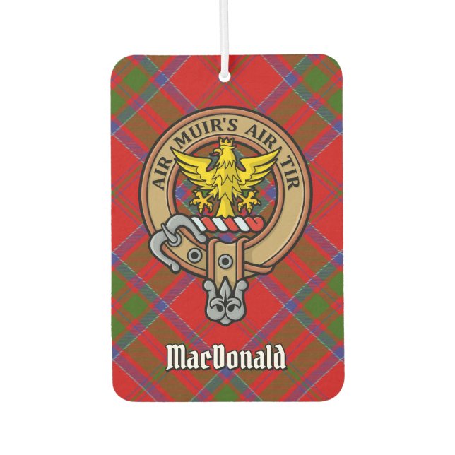 Clan MacDonald von Keppoch Wappen über Tartan Autolufterfrischer (Vorderseite)