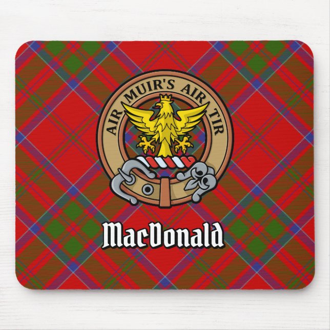 Clan MacDonald von Keppoch Wappen über Tartan Mousepad (Vorne)