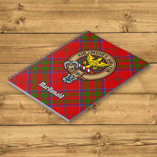 Clan MacDonald von Keppoch Wappen über Tartan Notizblock