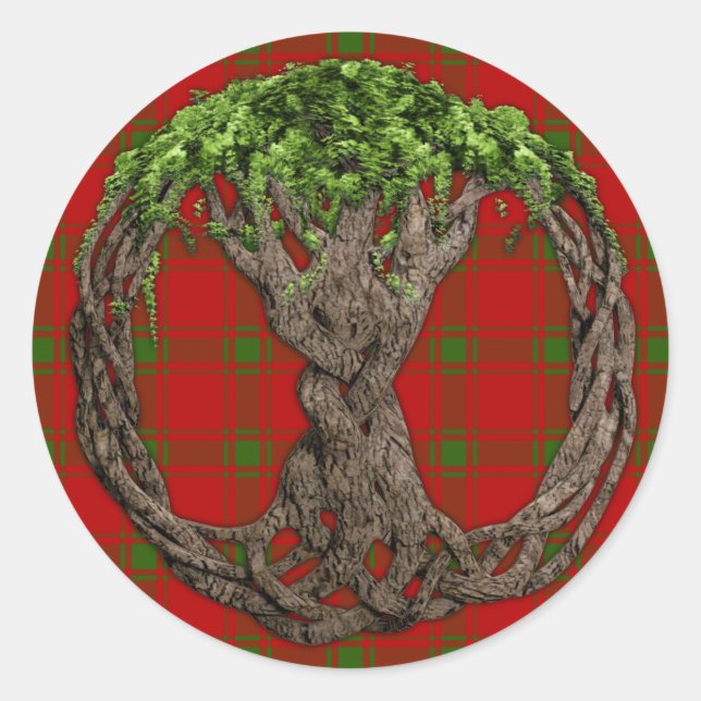 Clan MacDonald von Sleat Tartan und keltischer Bau Runder Aufkleber (Vorderseite)