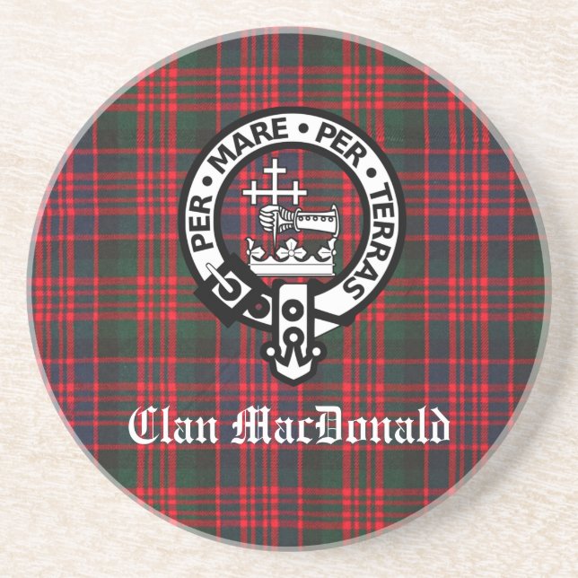 Clan MacDonald Wappen & Modern Tartan Getränkeuntersetzer (Vorne)