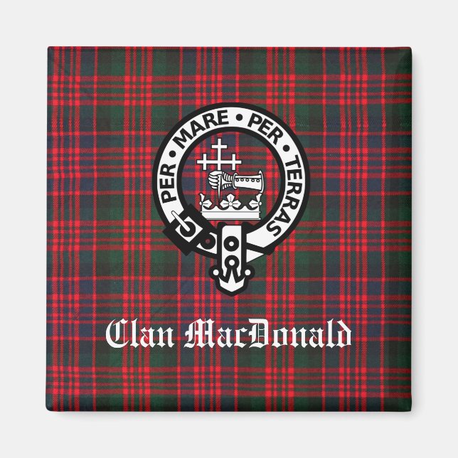 Clan MacDonald Wappen & Modern Tartan Magnet (Vorne)