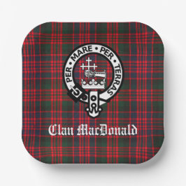 Clan MacDonald Wappen & Modern Tartan Pappteller