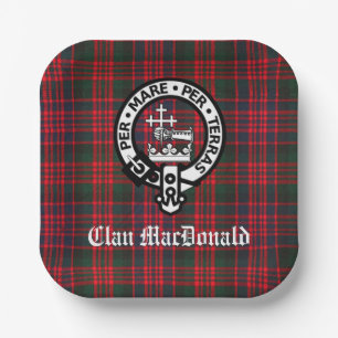 Clan MacDonald Wappen & Modern Tartan Pappteller