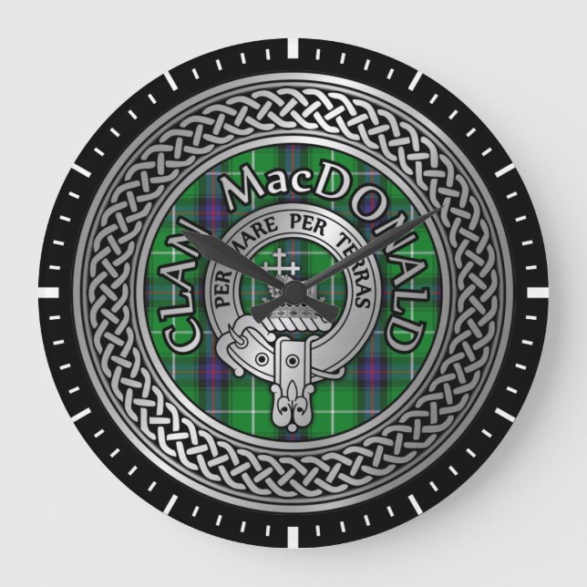 Clan MacDonald Wappen & Tartan Knot Große Wanduhr (Vorderseite)
