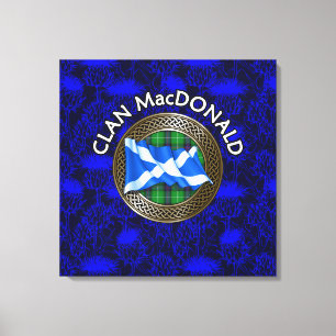 Clan MacDonald Wappen & Tartan Knot on Thistle Leinwanddruck