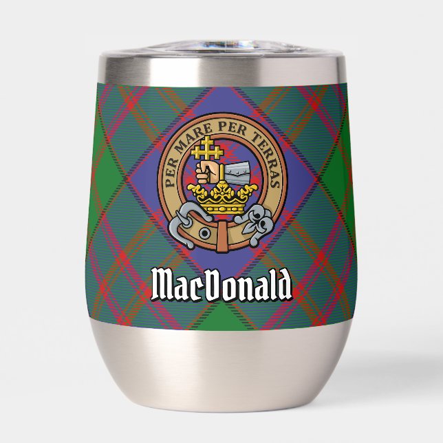 Clan MacDonald Wappen über Tartan (Vorderseite)