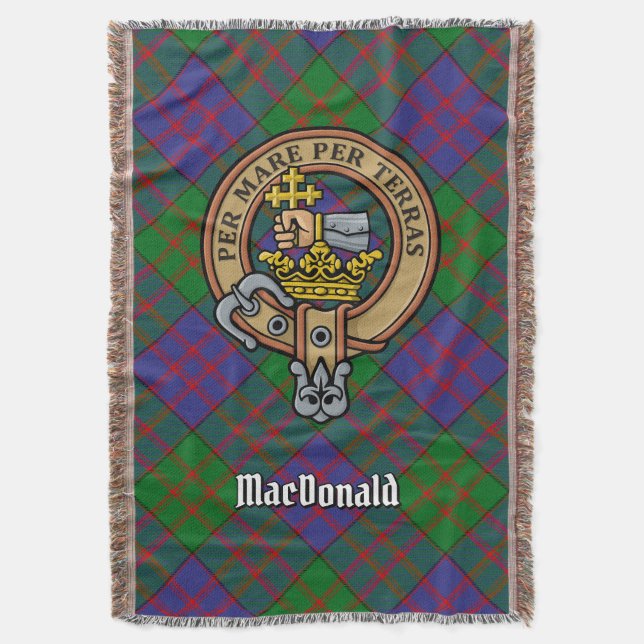 Clan MacDonald-Wappen über Tartan Decke (Vorderseite Vertikal)