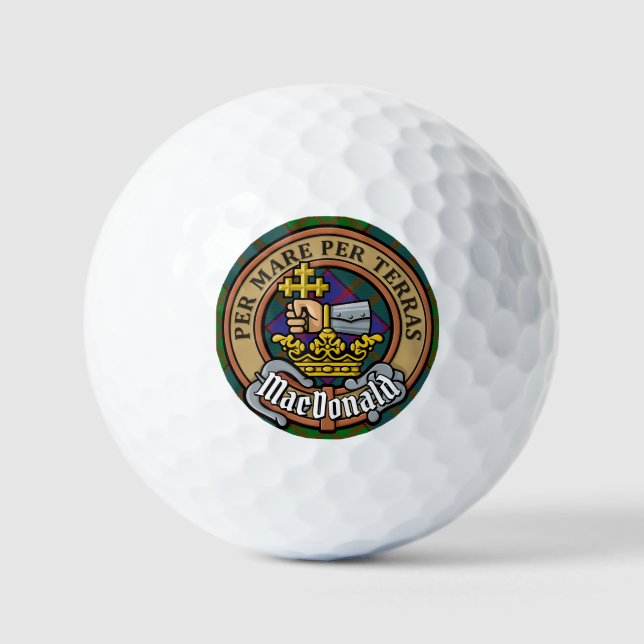 Clan MacDonald Wappen über Tartan Golfball (Vorderseite)