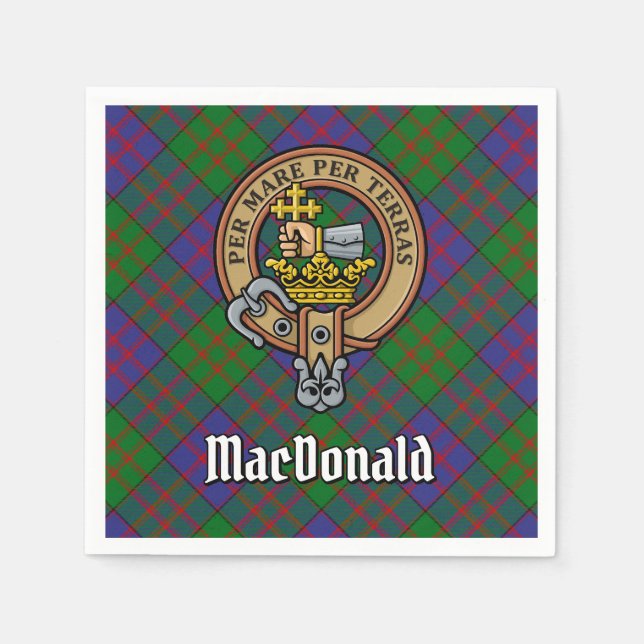 Clan MacDonald Wappen über Tartan Serviette (Vorderseite)