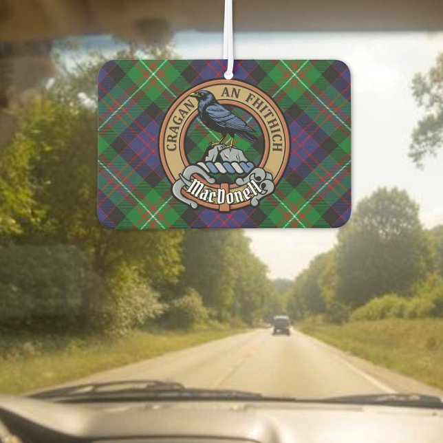 Clan MacDonell of Glengarry Crest over Tartan Autolufterfrischer (Von Creator hochgeladen)