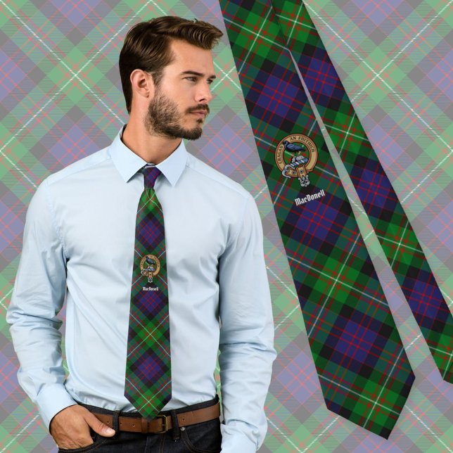 Clan MacDonell of Glengarry Crest over Tartan Krawatte (Von Creator hochgeladen)