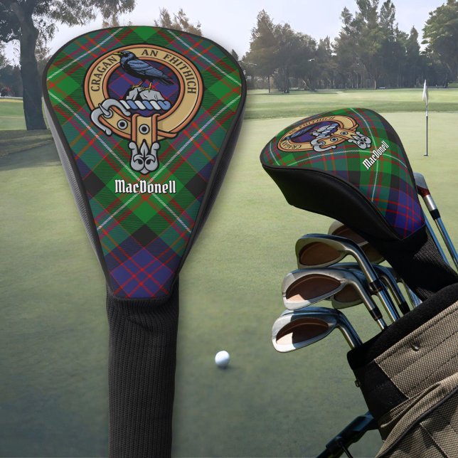 Clan MacDonell of Glengarry Wappen über Tartan Golf Headcover (Von Creator hochgeladen)