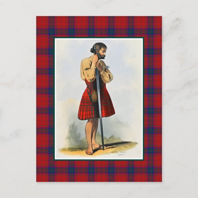 Clan MacDougall Vintag Illustration Tartan Frame Postkarte (Vorderseite)