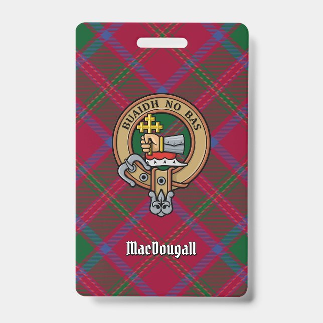 Clan MacDougall Wappen über Tartan Ausweis (Vorderseite)