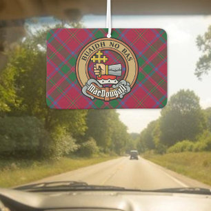 Clan MacDougall Wappen über Tartan Autolufterfrischer