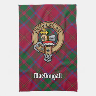 Clan MacDougall Wappen über Tartan Geschirrtuch