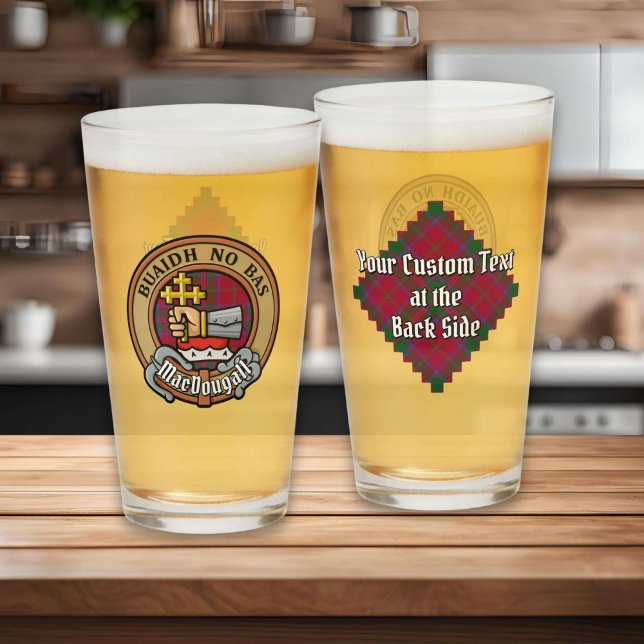 Clan MacDougall Wappen über Tartan Glas (Von Creator hochgeladen)