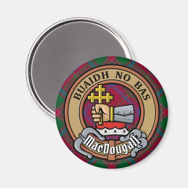 Clan MacDougall Wappen über Tartan Magnet (Vorderseite/Rückseite)