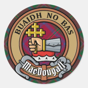 Clan MacDougall-Wappen über Tartan Runder Aufkleber