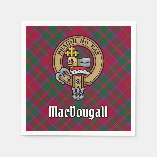 Clan MacDougall Wappen über Tartan Serviette (Vorderseite)