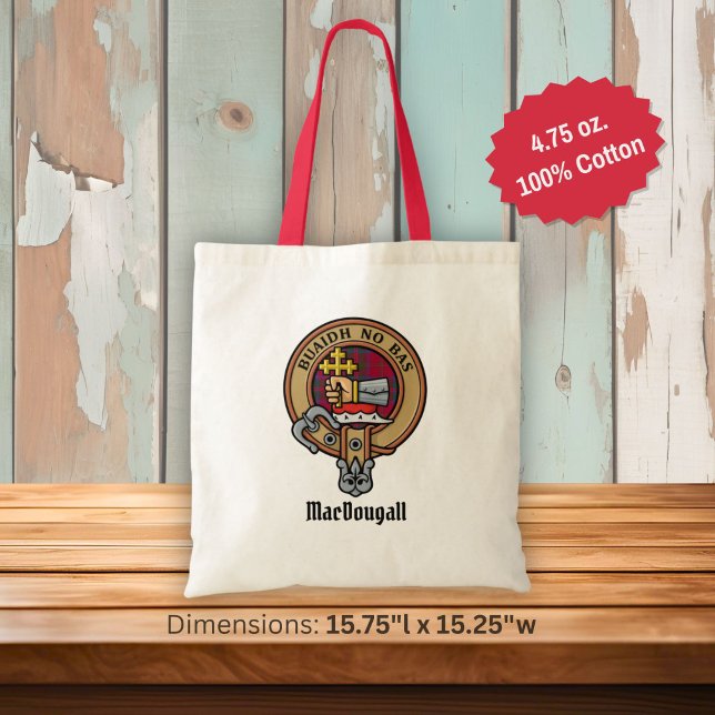 Clan MacDougall Wappen über Tartan Tragetasche (Von Creator hochgeladen)
